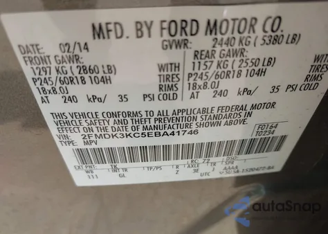 2014 Ford Edge Limited z USA, uszkodzony, nr VIN 2FMDK3KC5EBA41746